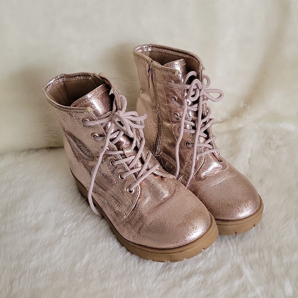 JELLYPOP Pink Star Lace-Up Boots Size 2M. Casual Round Toe.